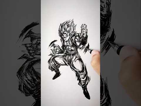 Speed drawing StickSaiyan Gogeta 😳 #shorts #anime #drawing