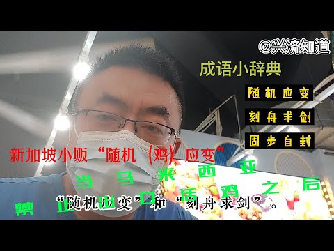 新加坡小贩随机（鸡）应变，马来西亚禁令固步自封。|成语小辞典：随机应变；刻舟求剑；固步自封。|世界变化快，聪明人自然不会刻舟求剑、固步自封。|碰到困难、问题，聪明人一定随机应变，自可圆融通达。