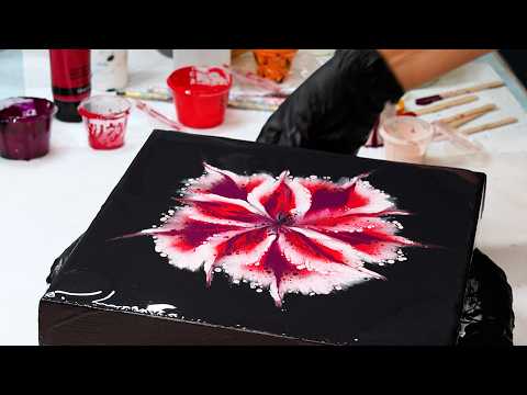 Flower Dip Painting Using Thinner Paint - Creating CELLS - Acrylic Pouring