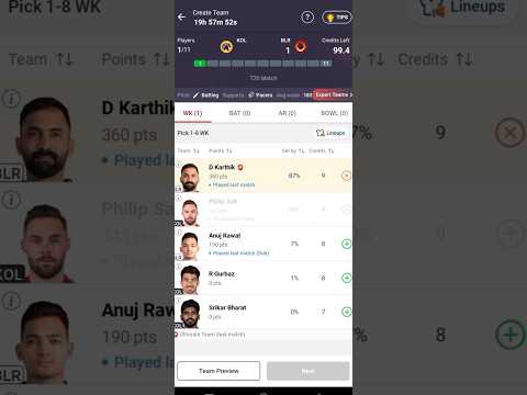 KOL vs BLR dream11 prediction ? KOL vs BLR dream11 team kaise banaye