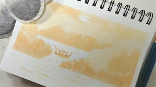 Painting with Tea l Paint a Landscape with Tea l Easy Beginner Painting