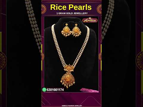 #Customised Rice Pearls Jewellery Collections 1Gram Gold Jewellery