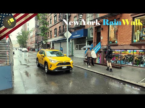 NYC Rain Walk, Manhattan 4k Virtual rainy Tour , Relaxing Sounds