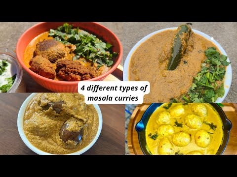 4 Different Varieties of Masala Gravy/Mirichikasalan/MasalaEggCurry/CoconutKababkoram/BrinjalCurry