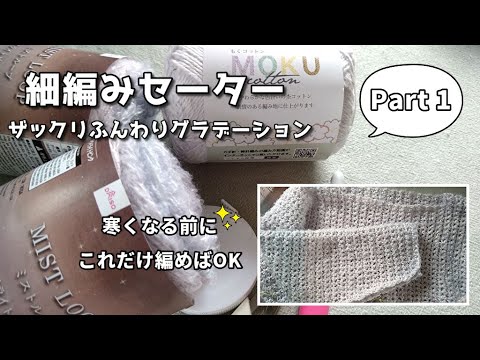 寒くなる前にざっくり編む細編みセーター◆簡単にふんわりグラデーション（その１）