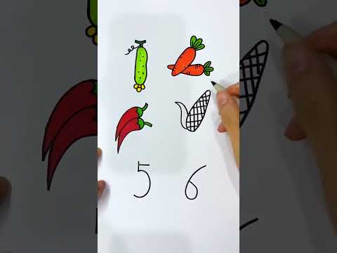 How to draw simple vegetables from numbers #drawing #draw #painting I Chill how to draw