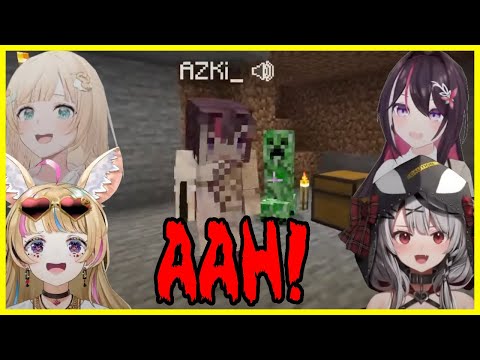 Chloe the creeper magnet - AZKi, Iroha, Polka and Chloes first explosive night in Hardcore Minecraft