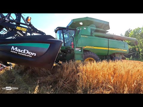 MacDon in the POND - Start of oat harvest - BARN FIND!