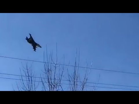 Two Su-25 of Russian aerospace force high-speed low pass near the city of Stakhanov, Luhansk.