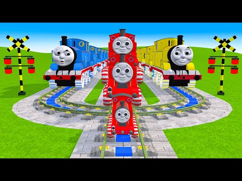 【踏切アニメ】あぶない電車 3 GIANT Thomas Crossing Fumikiri 3D Railroad Crossing Animation #1