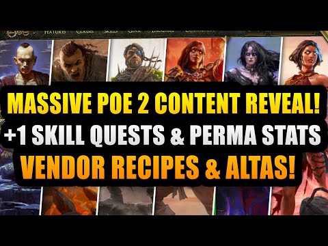 Massive POE2 Reveal!! +1 Skill Quests, Perma Stats, Vendor Recipes, NEW Skill & Altas Trees!!