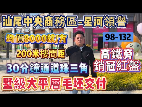 【汕尾中央商務區-星河領譽】高鐵旁銷冠紅盤 98-132平 | 均價8000蚊/方 月供3000蚊 | 高層洋房精裝交付 墅級大平層毛坯交付 | 200米闊落樓間距 30分鐘通道珠三角#汕尾