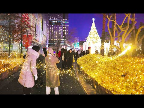 SEOUL 2024 Christmas Lights Dec 15, Beautiful Lotte World Mall Christmas Market, Seoul Travel Walker