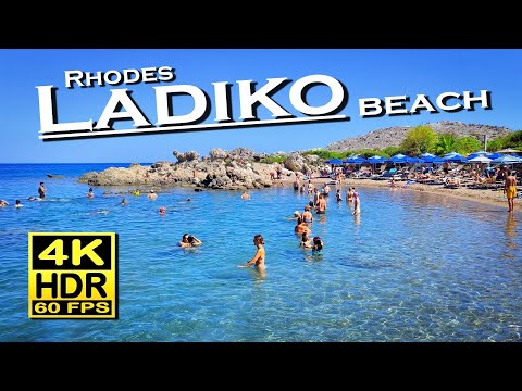 Ladiko Beach Walk Rhodes , Greece in 4K 60fps HDR (UHD) Dolby Atmos 💖 The best places 👀 walking tour