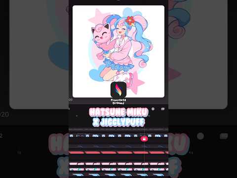 DRAWING HATSUNE MIKU & JIGGLYPUFF then ANIMATING on PROCREATE DREAMS! 🩵🩷 #shorts #procreate