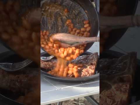 Ranch Style Beans And T-Bone Steak #beefsteak #beans #shorts