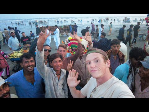 American Visits the Beach in Karachi, Pakistan