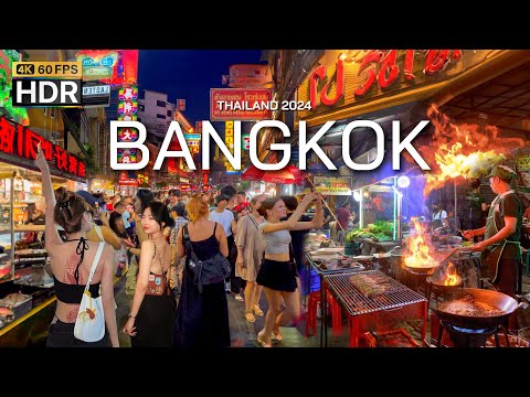 🇹🇭 4K HDR | Walking Bangkok The best street food in the world 2024 - With Captions