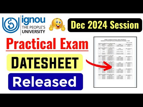 IGNOU Practical Exam Datesheet Dec 2024 Session | IGNOU Practical Exam Datesheet Release Dec 2024