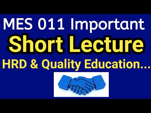 Human Resource Development and Quality Education | Notes | ignou mes 011 important questions answers