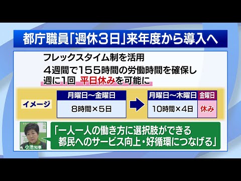 東京都庁で“週休3日”導入へ…小池知事「働き方に選択肢」　一方で「長時間で疲労」「連携しづらい」課題も