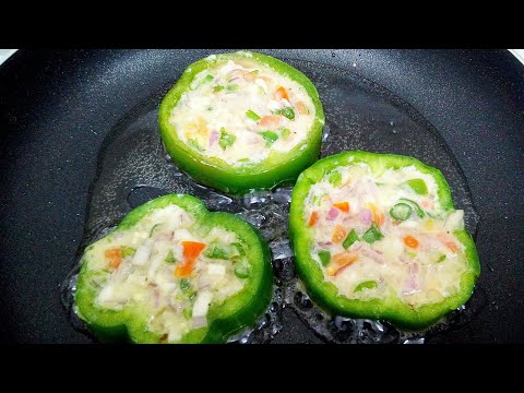 Capsicum Egg Omelette in Tamil | Egg Bell Pepper Rings Recipe | Egg Stuffed Capsicum in Tamil