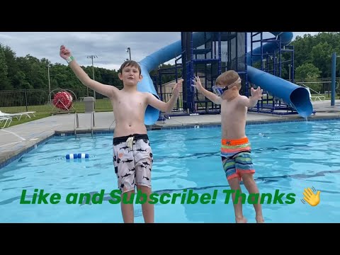 Pool day at the YMCA! Water slide, swim test and rope course! 🏊‍♂️ swimming pool success!