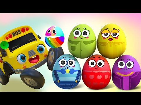 Wheels on the Surprise Eggs - Color & Sing Along - Nursery Rhymes & Kids Songs - Baby Car Songs TV