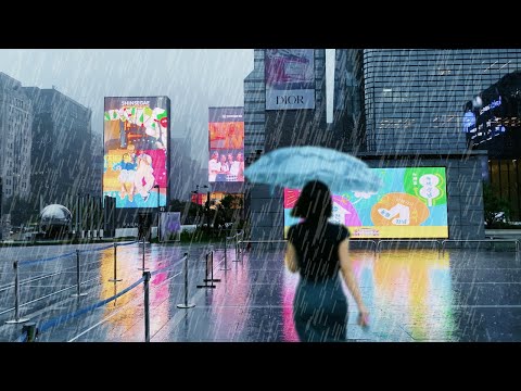 Heavey Rainy GANGNAM SAMSUNG Station Morning Walk, Seoul Gangnam, Rain Asmr, Seoul Travel Walker.