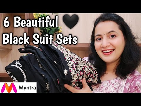 6 Partywear Black Suits Haul / Partywear Suits Haul / Myntra Kurta Sets / Neema's Talk