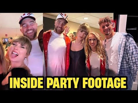 NEW FULL FOOTAGE! Travis Kelce & Taylor Swift POSE at the Chiefs victory party against the Broncos