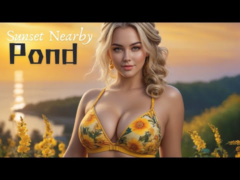 [4K] AI ART Lookbook Model Al Art video | Visiting Sunset Nearby Pond