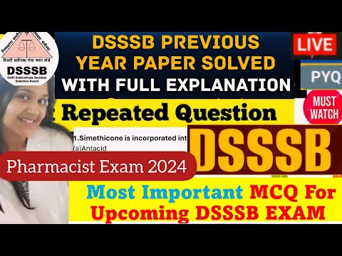 DSSSB Pharmacist 100+ Previous Year  Paper  & Model Paper 2024