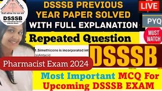 DSSSB Pharmacist 100+ Previous Year  Paper  & Model Paper 2024