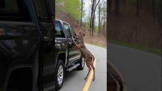 A deer's heroic act saves a car driver from danger 🦌 #deer #rescue #shorts