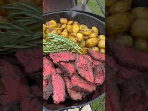 Grilled Steak with Skillet Potatoes | Over The Fire Cooking by Derek Wolf