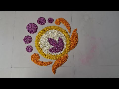 real flower petal rangoli for Diwali||pookalam||best rangoli design for Diwali