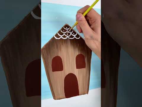 [clip] Painting icing on the gingerbread house! 🎨 #gingerbreadhouse #acrylicpainting #beginner