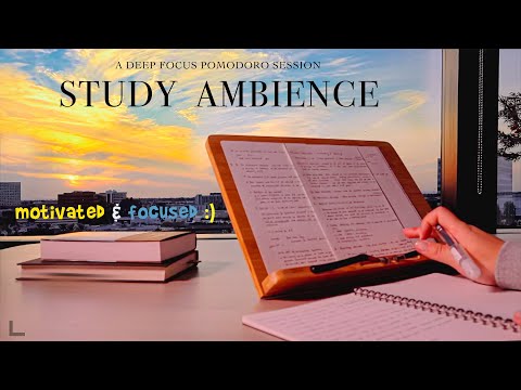 3-HOUR STUDY AMBIENCE ☕ relaxing water sounds/DEEP FOCUS POMODORO TIMER/stay motivated Study With Me