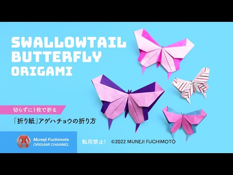 「折り紙」アゲハチョウ（Swallowtail butterfly origami）の折り方