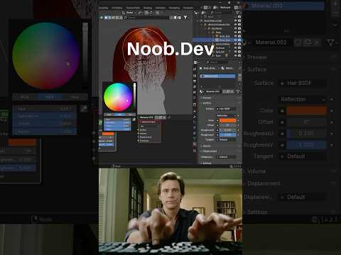 Noob vs Pro gamedev: creating hair #blendertutorial #blender #blendercommunity #blender3d #b3d