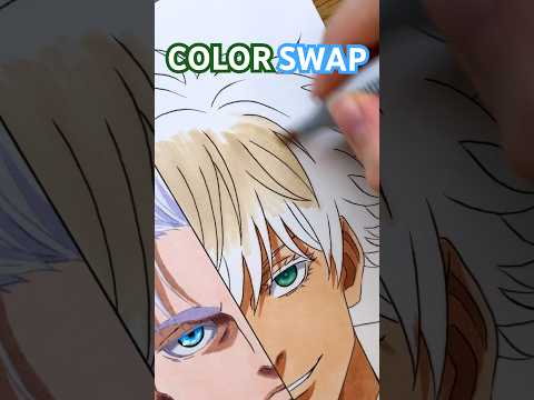 COLOR SWAP Eren Jaeger | Satoru Gojo イラストメイキング #gojo #eren #satorugojo #エレン #五条悟 #進撃の巨人 #colorswap