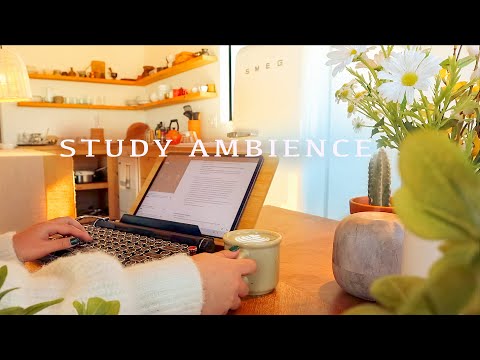 3-HOUR STUDY AMBIENCE 🌵 relaxing water sounds/ Cozy Morning DEEP FOCUS POMODORO TIMER/ Study With Me