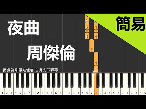 夜曲  周傑倫 鋼琴教學 簡易單手版