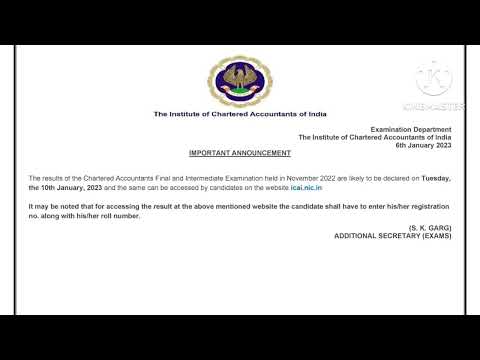 |ICAI Official Announcement Final & Intermediate Result Nov 22 |