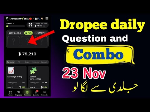 Dropee Daily Combo Today 23 & 24 November | Dropper Daily Combo Today | Dropped Daily Combo Today