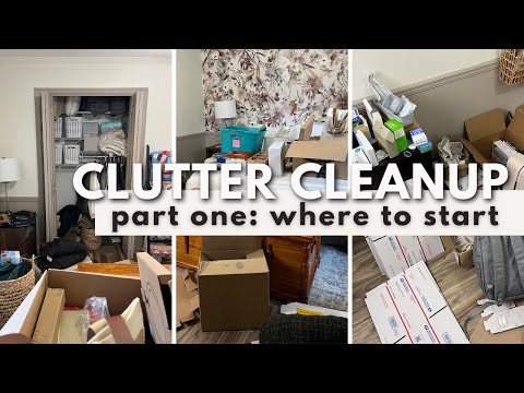 CLEANING UP A CLUTTERED JUNK ROOM PART 1 | Step By Step Method For Decluttering An Overwhelming Room