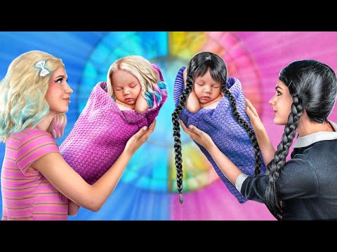 Wednesday Addams and Enid Sinclair Have Children! RICH MOM vs POOR MOM! Funny Parenting Situations