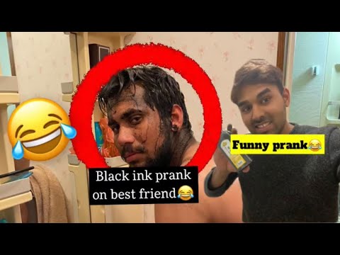 Black ink prank on my friend😂😂#prank#funny