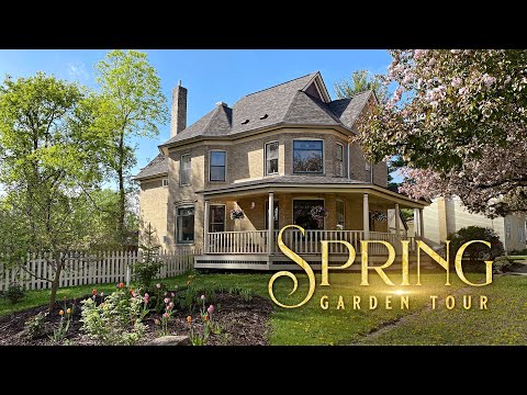 Spring Garden Tour - Calming Ambient Garden Tour - The Gardens Around Our 1898 Victorian Home